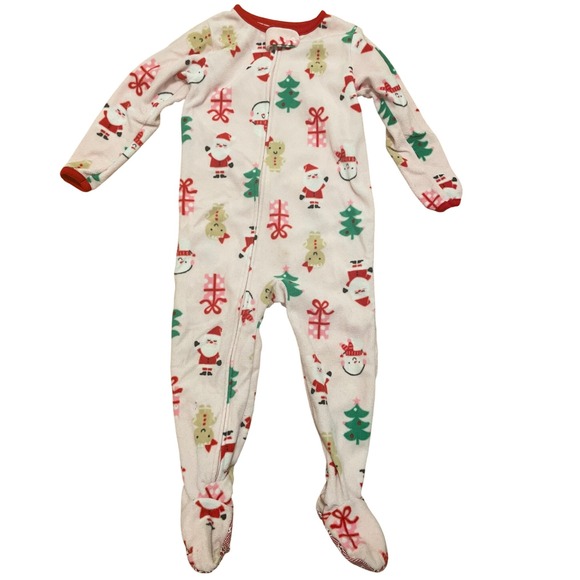 Just One You Made by Carter's Other - Just One You Carter's 3T Pink Christmas Footed Pajamas Santa Snowman Gingerbread